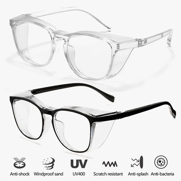 SeeBand | Safety Glasses Anti Fog Round Black/Clear with  Anti Blue-Light Lens - Picture 10 of 11